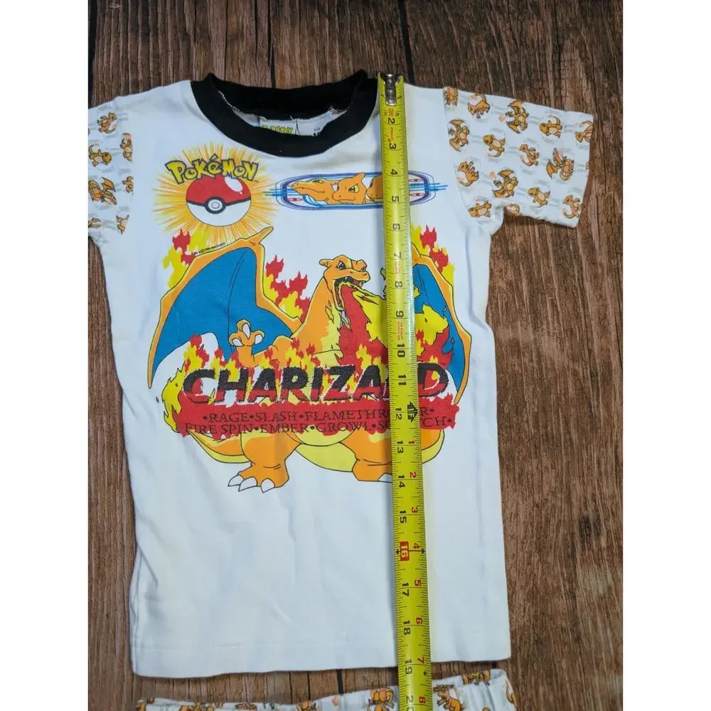 Vintage Youth Kids Pokemon Charizard Pajamas PJs Set Size 10 Shirt Pants Charman